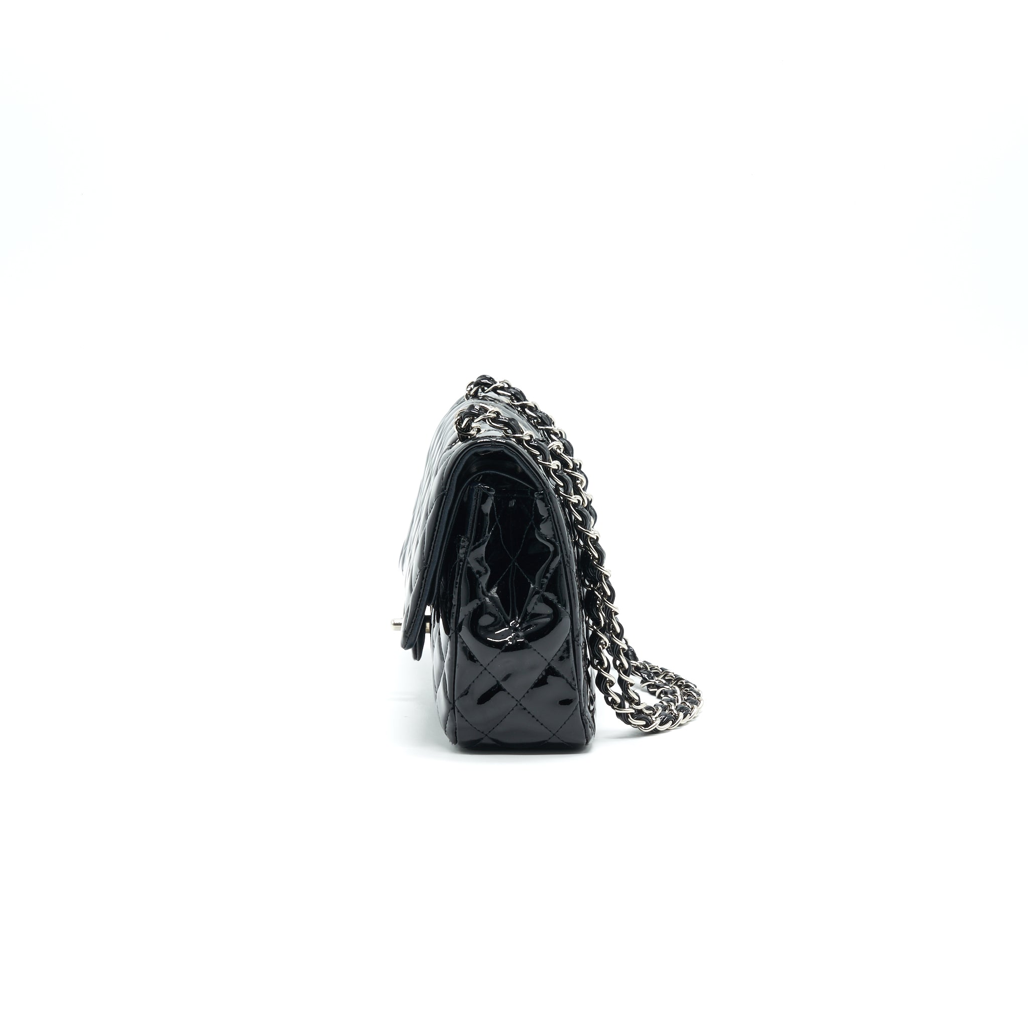 chanel-patent-leather-medium-classic-double-flap-bag-black-shw