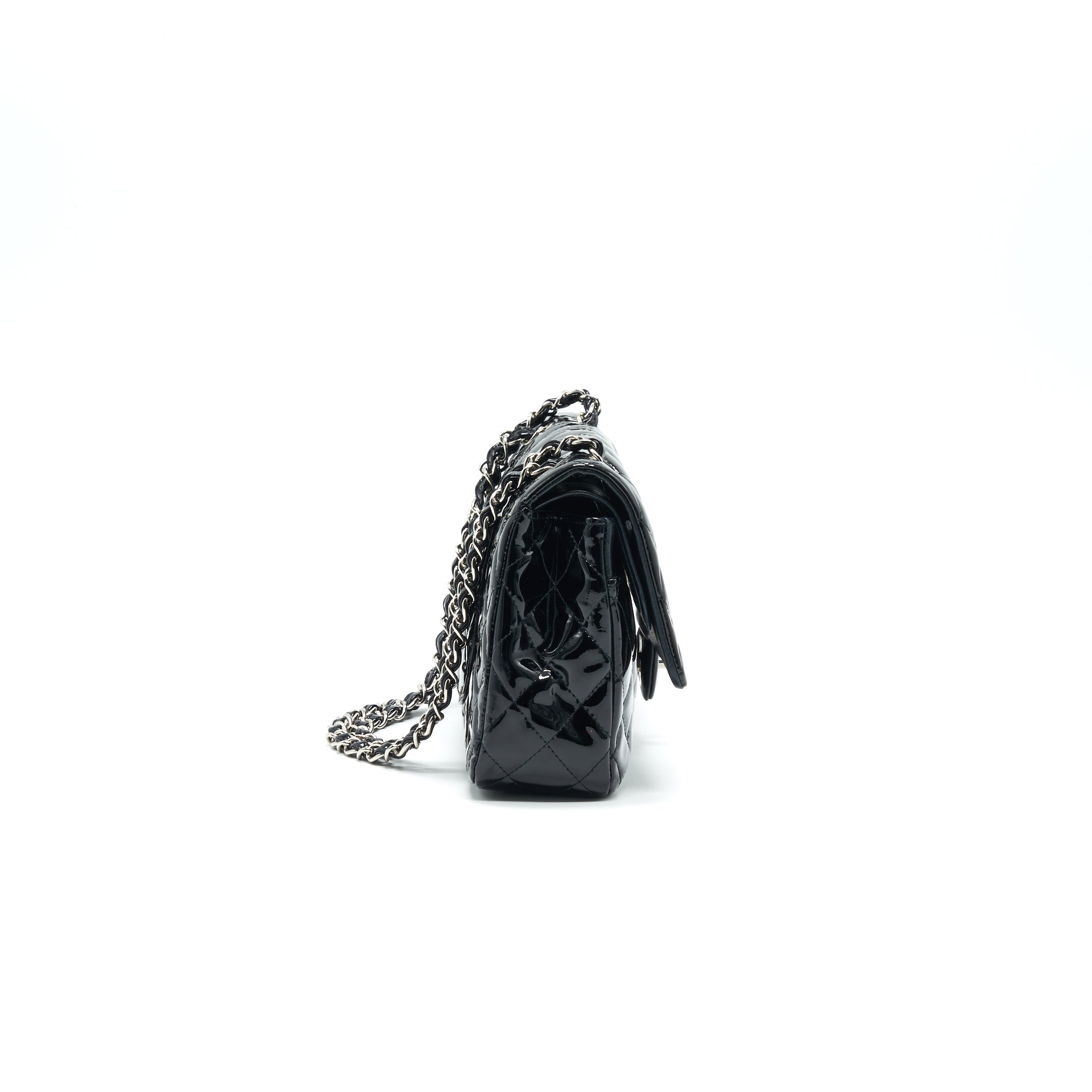 chanel-patent-leather-medium-classic-double-flap-bag-black-shw
