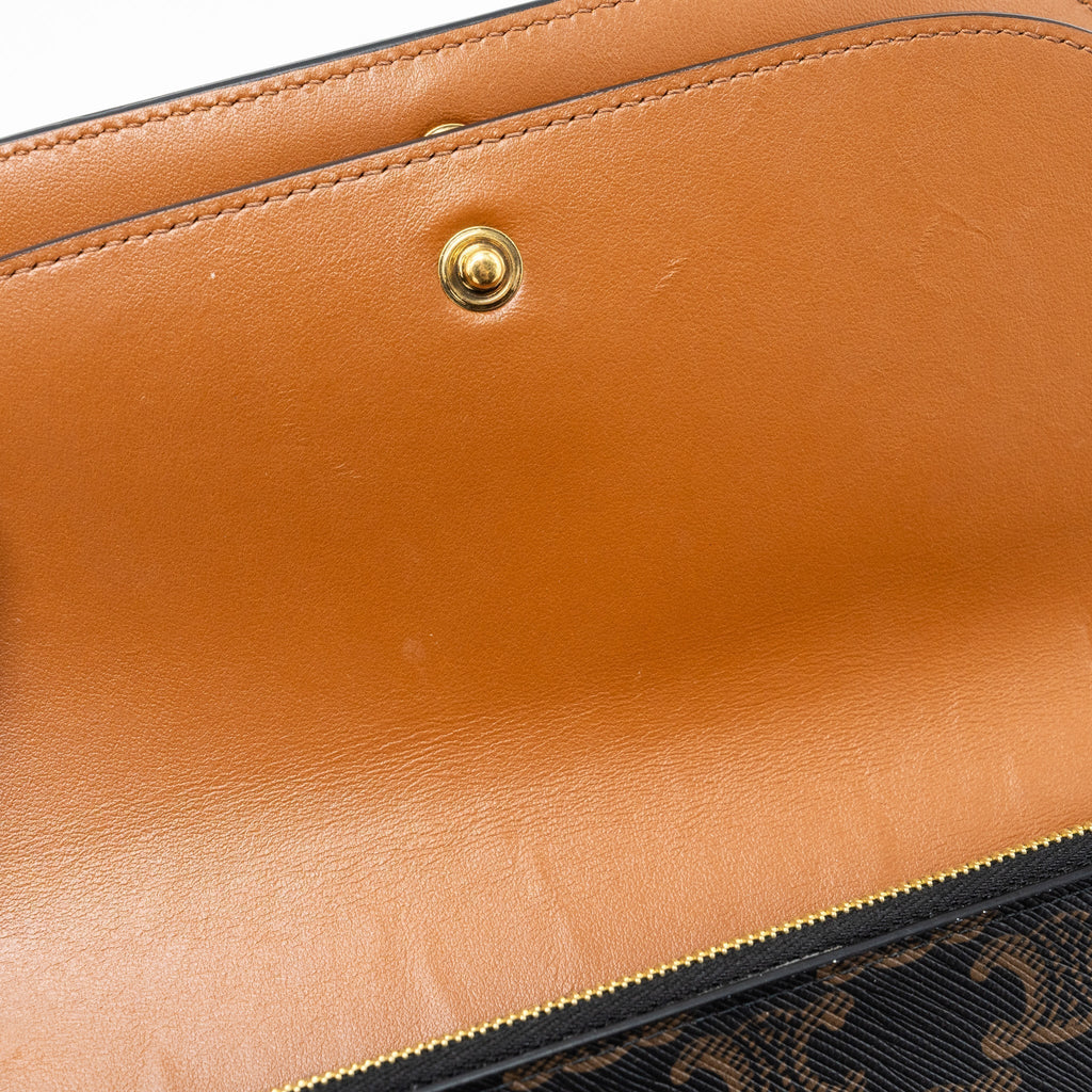 celine-wallet-on-strap-triomphe-canvas-lambskin-tan-ghw