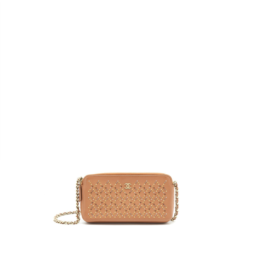 chanel-stud-double-zip-wallet-on-chain-dark-beige