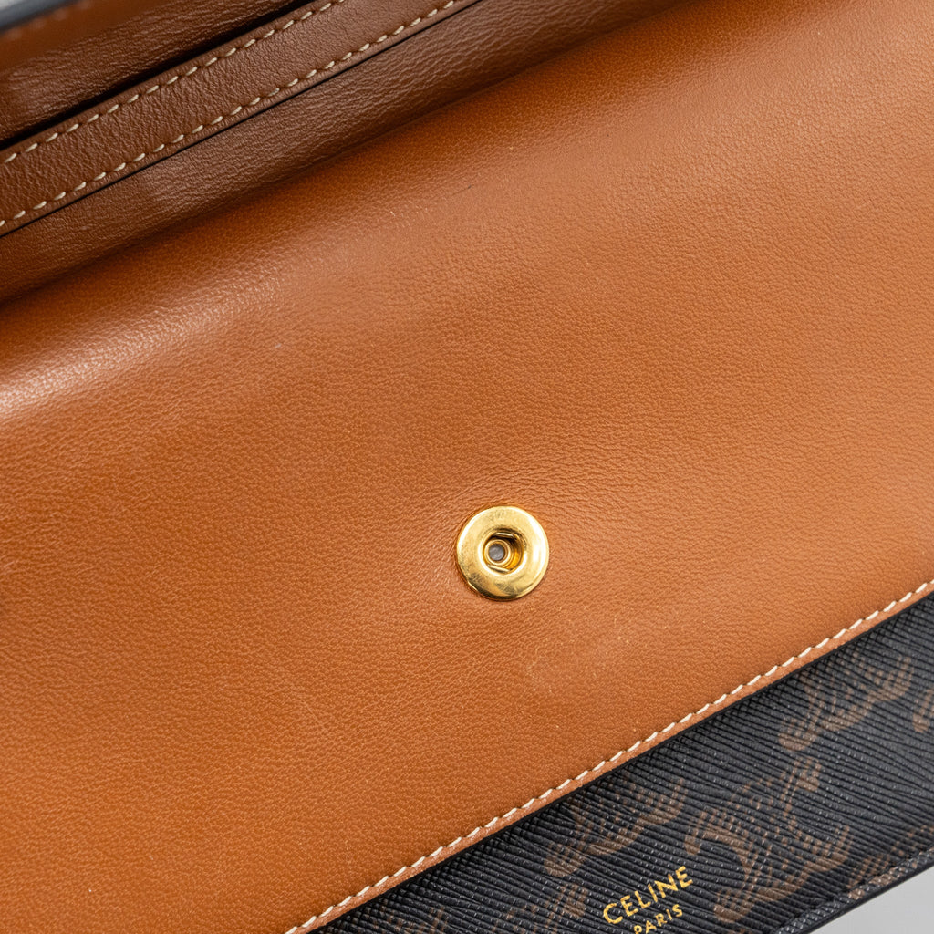 celine-wallet-on-strap-triomphe-canvas-smooth-lambskin-tan-ghw-1