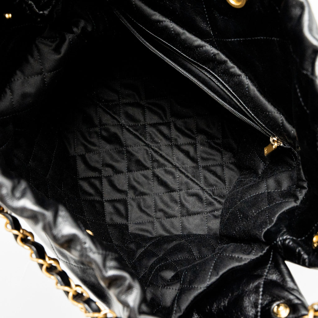 chanel-medium-22-bag-gold-letter-shiny-calfskin-black-brushed-ghw-microchip