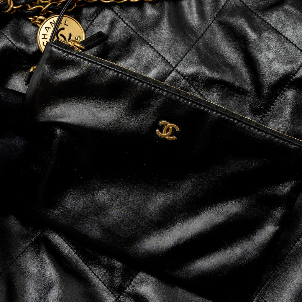 chanel-medium-22-bag-gold-letter-shiny-calfskin-black-brushed-ghw-microchip
