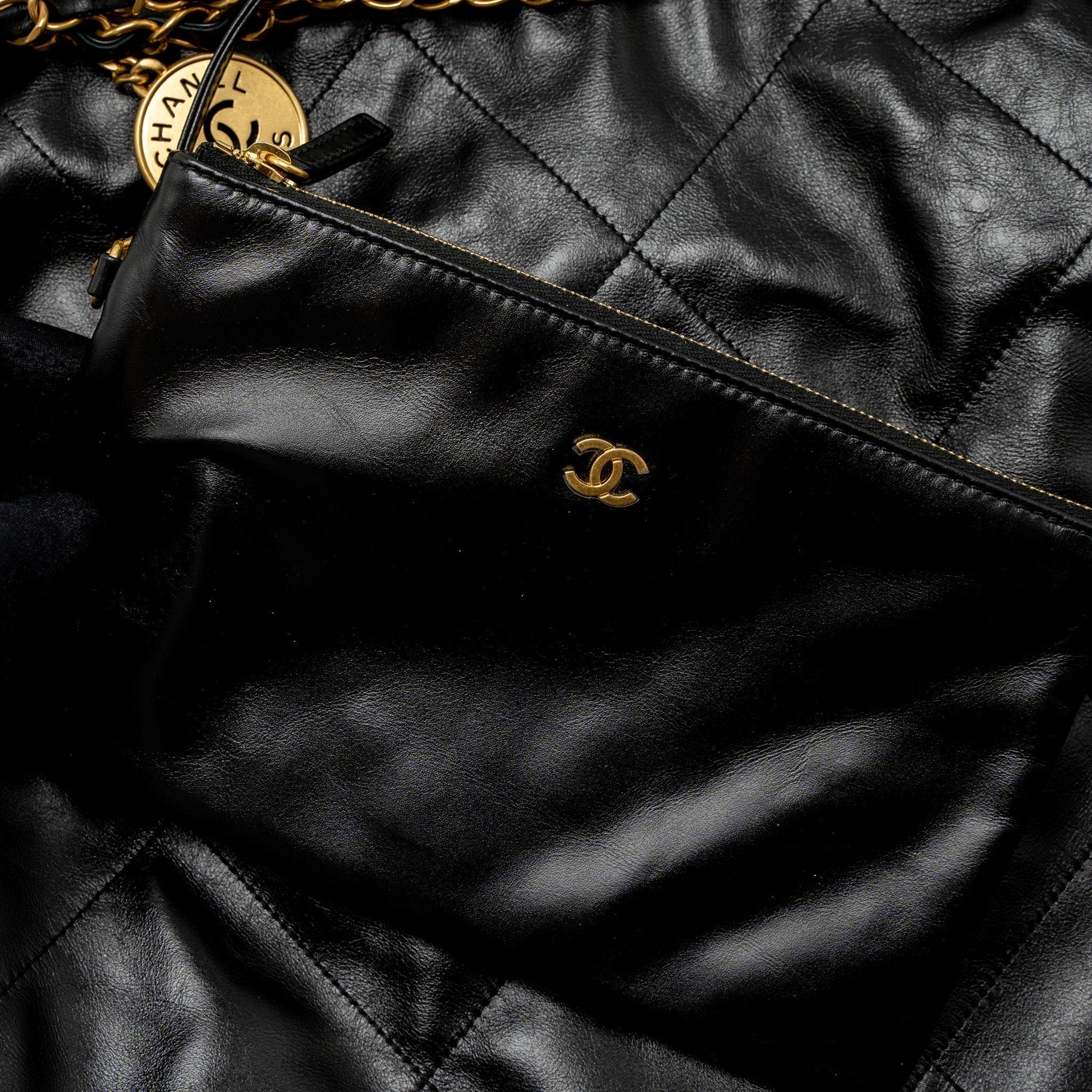 chanel-medium-22-bag-gold-letter-shiny-calfskin-black-brushed-ghw-microchip