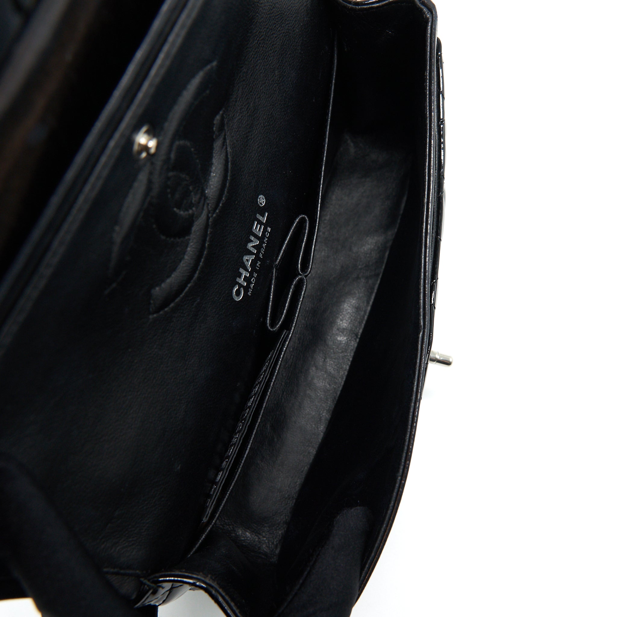 chanel-patent-leather-medium-classic-double-flap-bag-black-shw