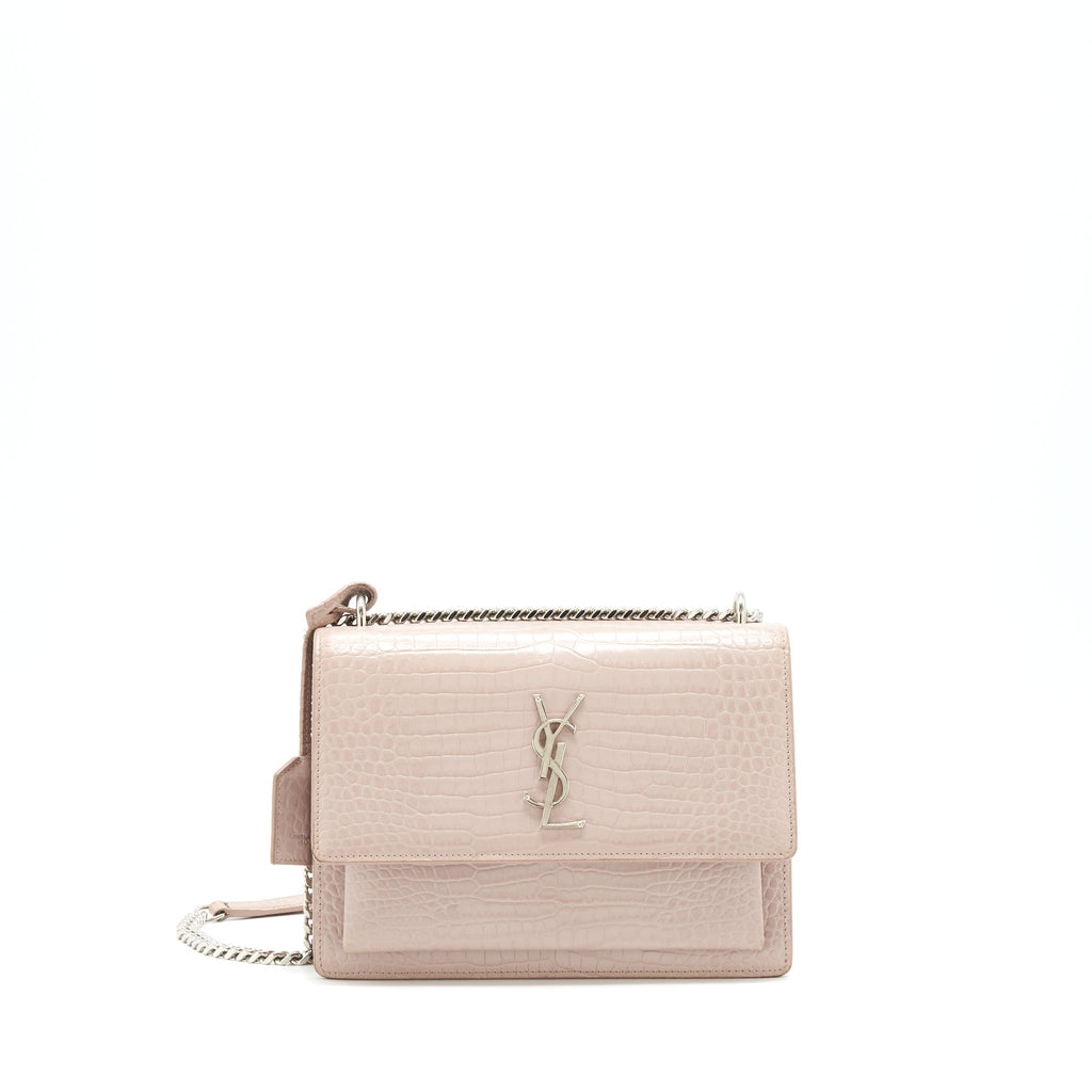 saint-laurent-sunset-bag-crocodile-embossed-pink-shw
