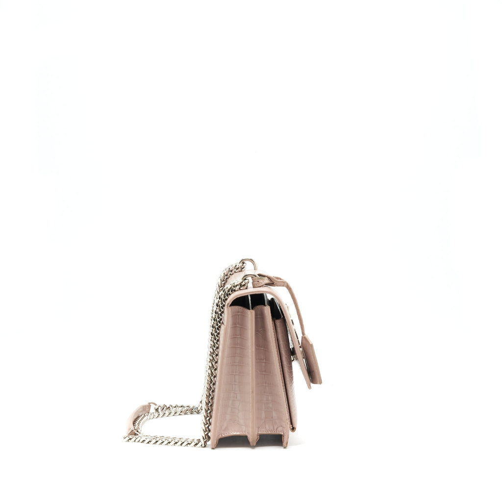 saint-laurent-sunset-bag-crocodile-embossed-pink-shw