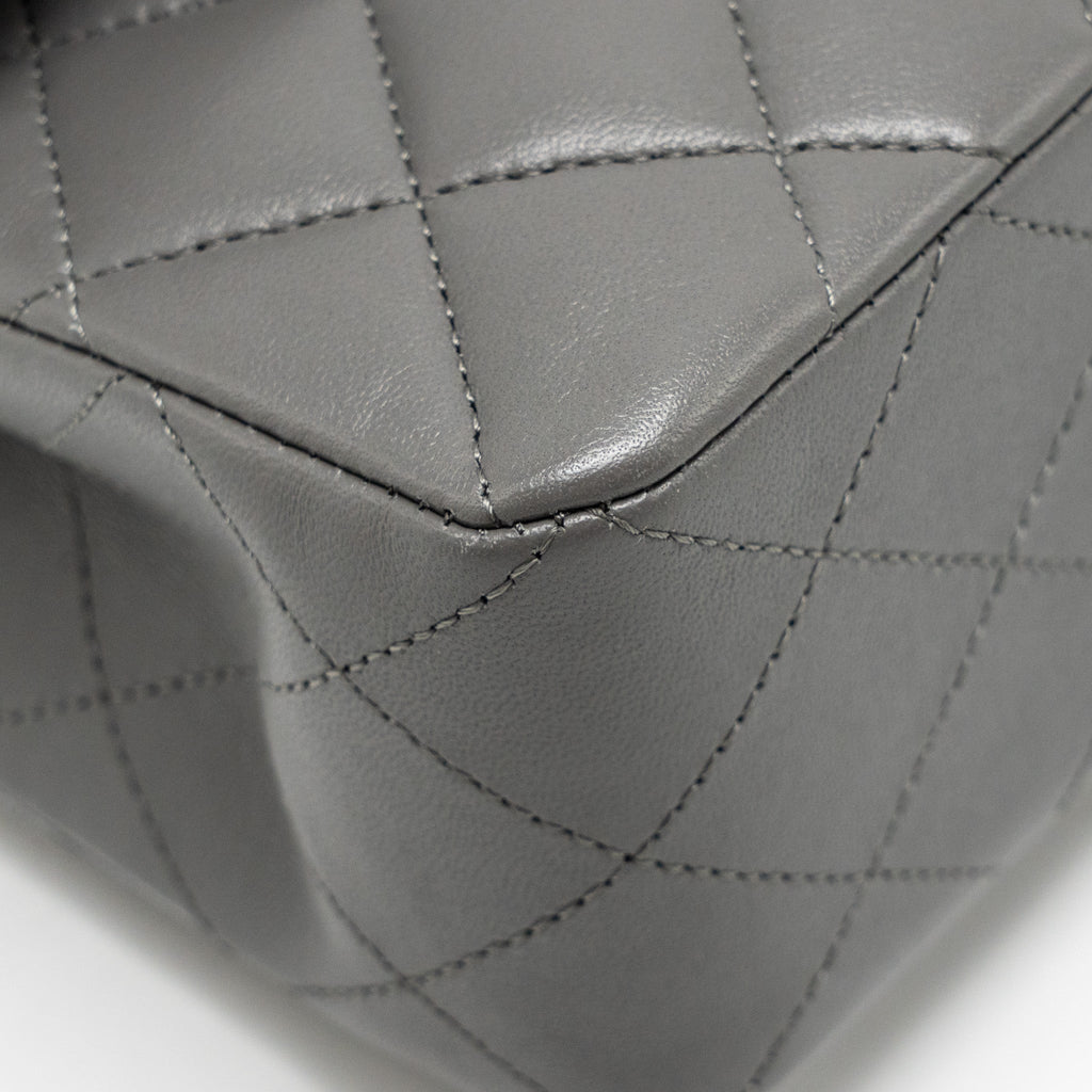 chanel-small-classic-double-flap-bag-lambskin-grey-lghw-microchip