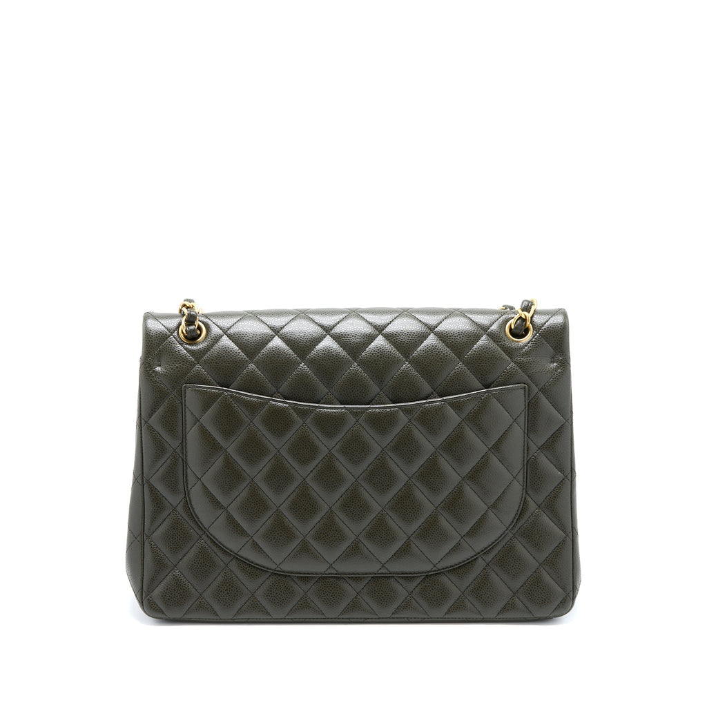 chanel-maxi-classic-double-flap-bag-caviar-olive-green-brushed-ghw
