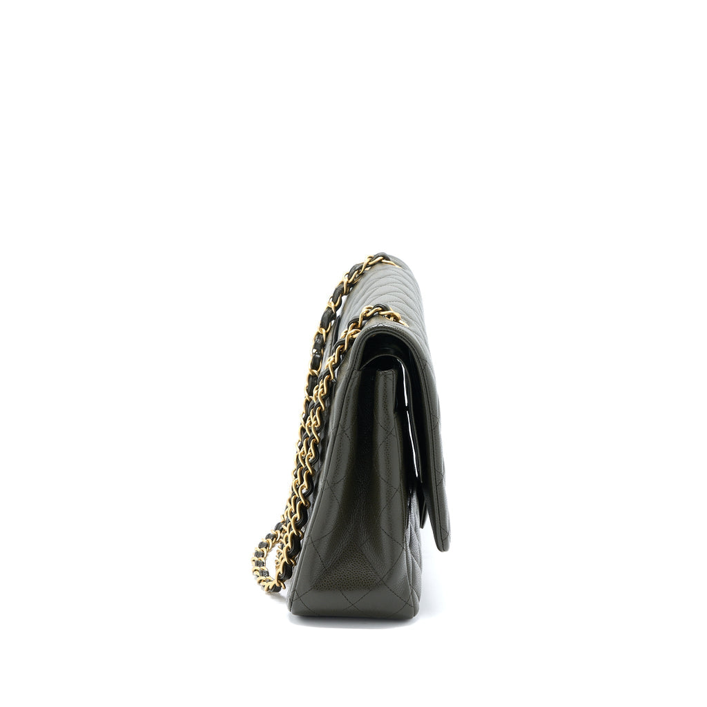 chanel-maxi-classic-double-flap-bag-caviar-olive-green-brushed-ghw