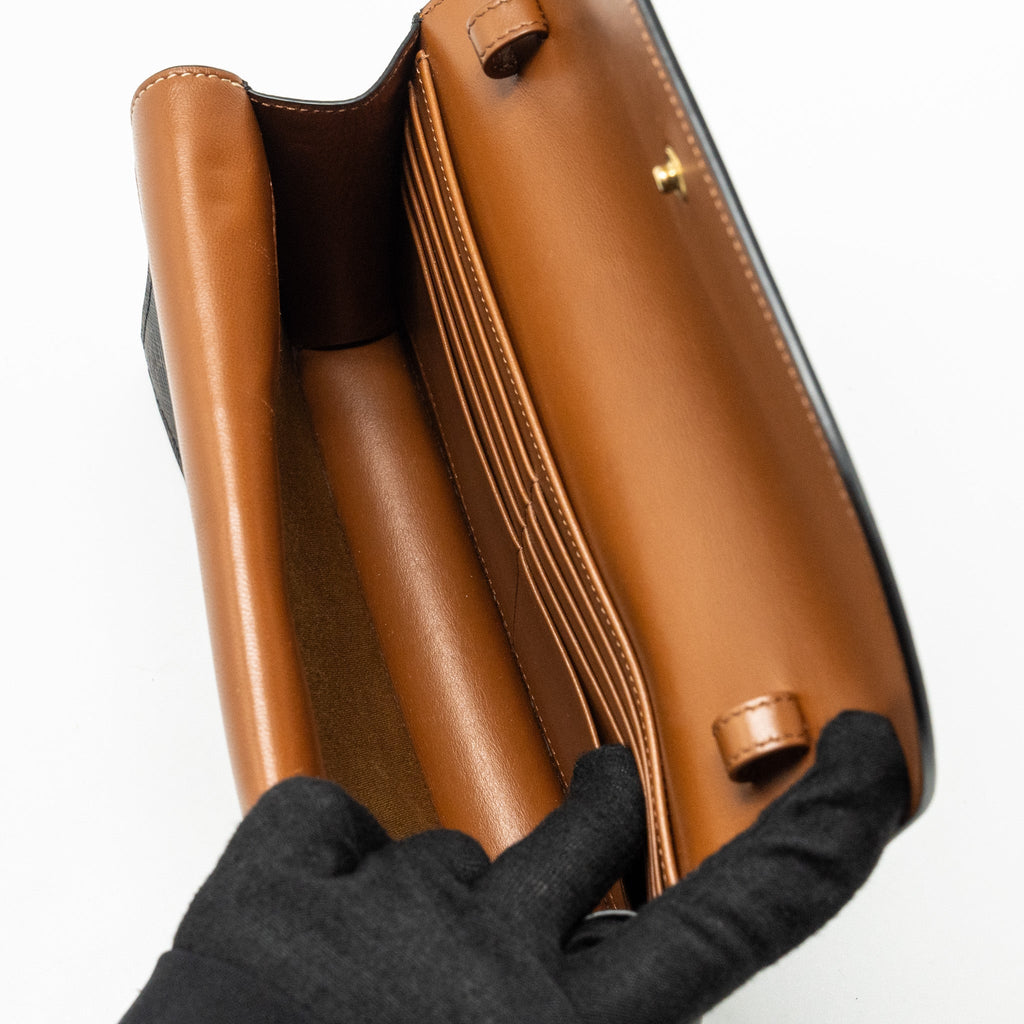 celine-wallet-on-strap-triomphe-canvas-smooth-lambskin-tan-ghw-5
