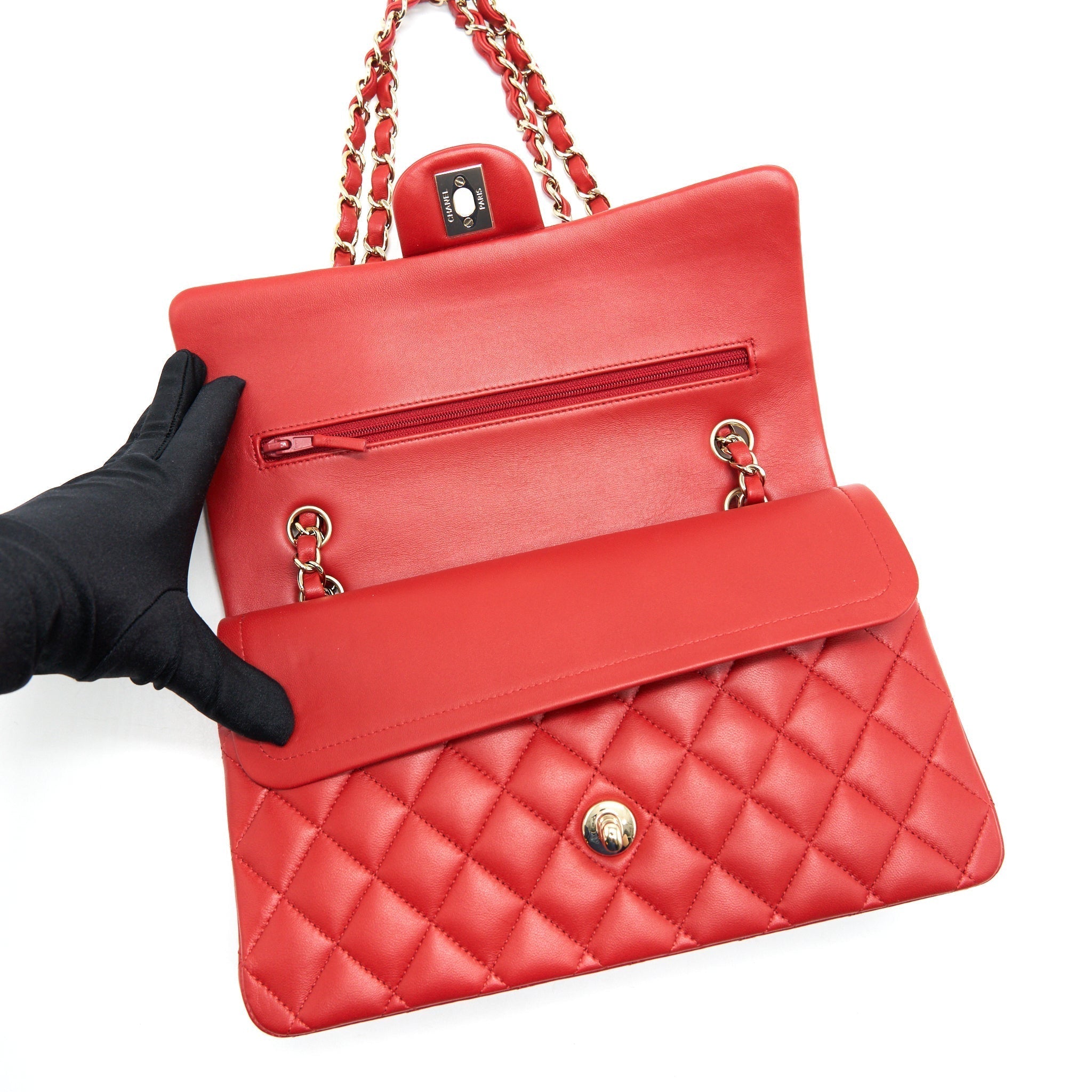 chanel-medium-classic-double-flap-bag-red-lghw-serial29