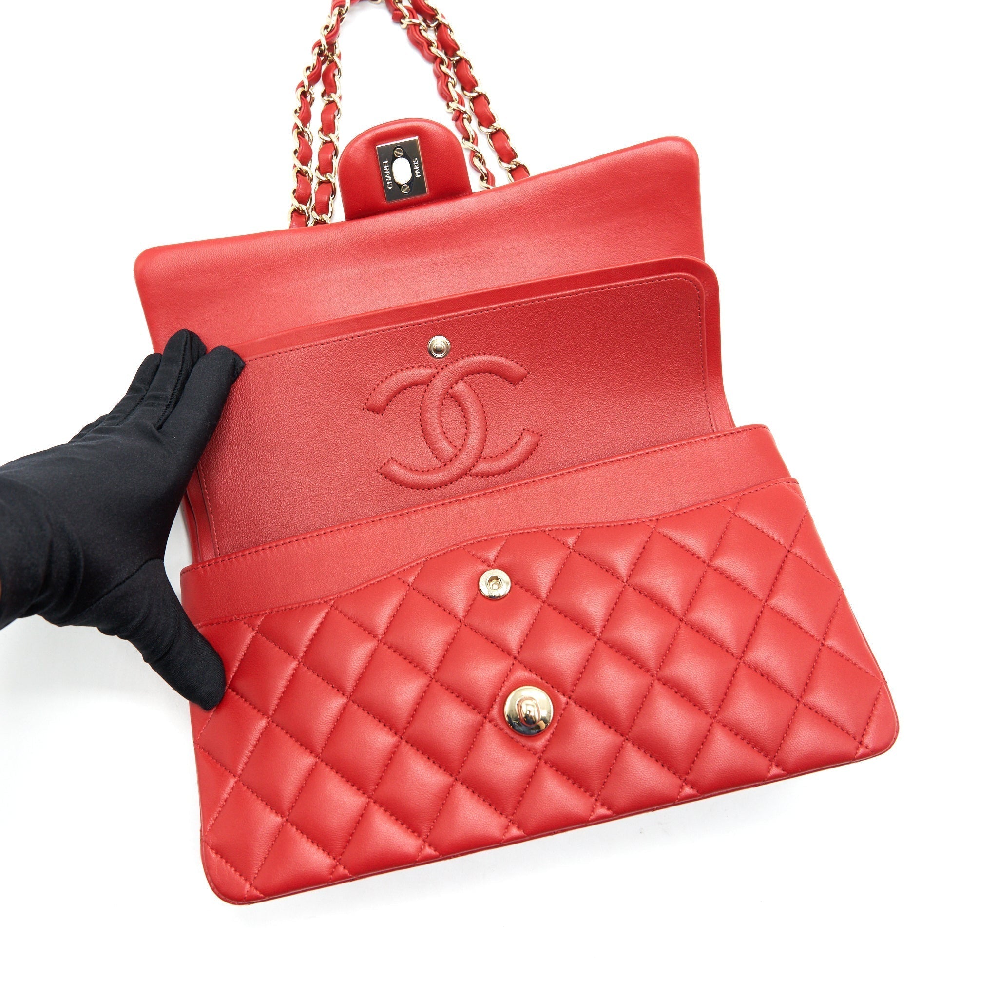 chanel-medium-classic-double-flap-bag-red-lghw-serial29
