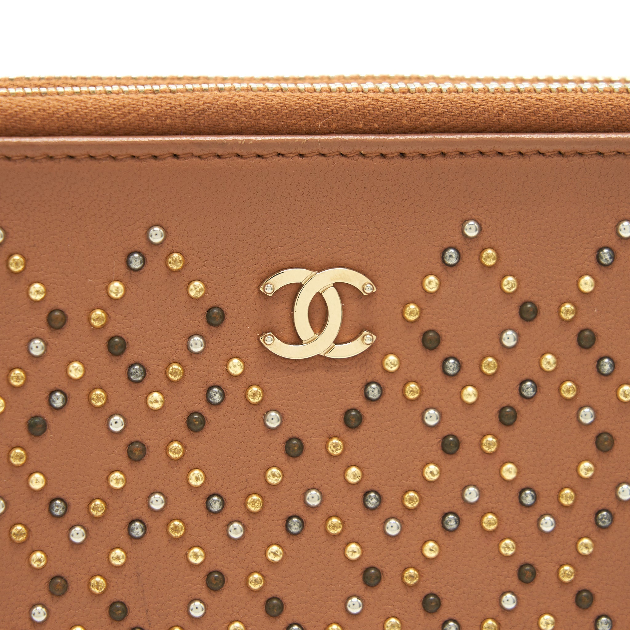 chanel-stud-double-zip-wallet-on-chain-dark-beige