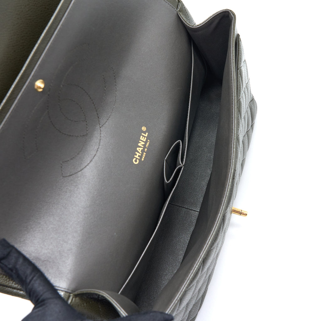 chanel-maxi-classic-double-flap-bag-caviar-olive-green-brushed-ghw