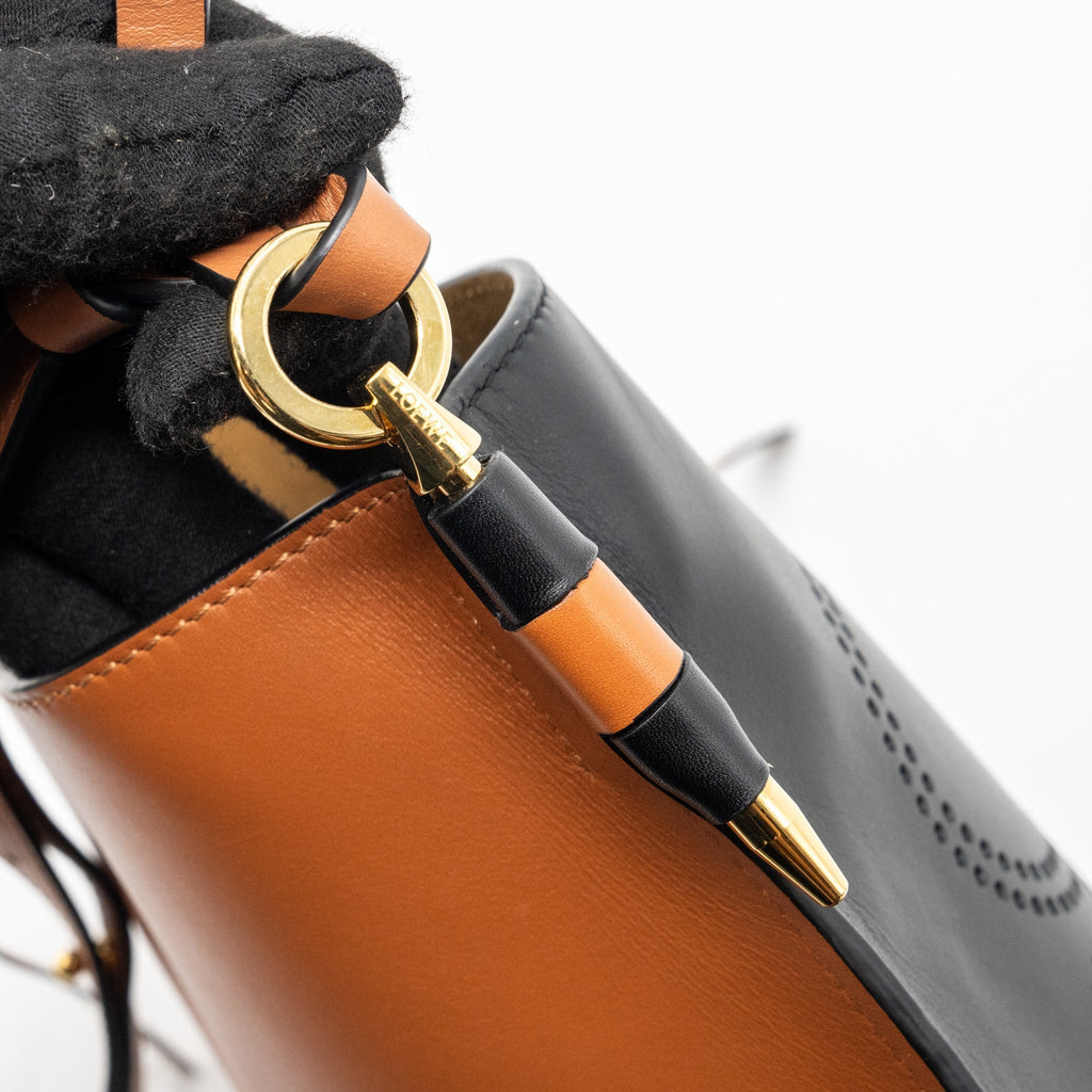 loewe-gate-bucket-bag-calfskin-black-tan-ghw