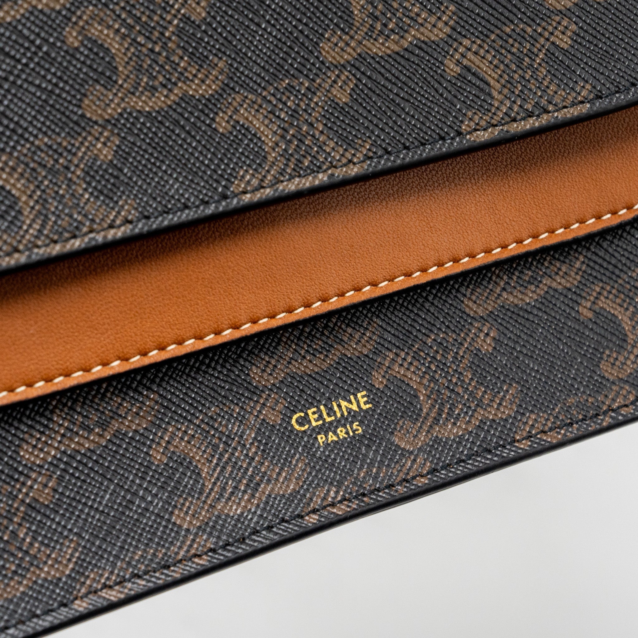 celine-wallet-on-strap-triomphe-canvas-leather-tan-ghw