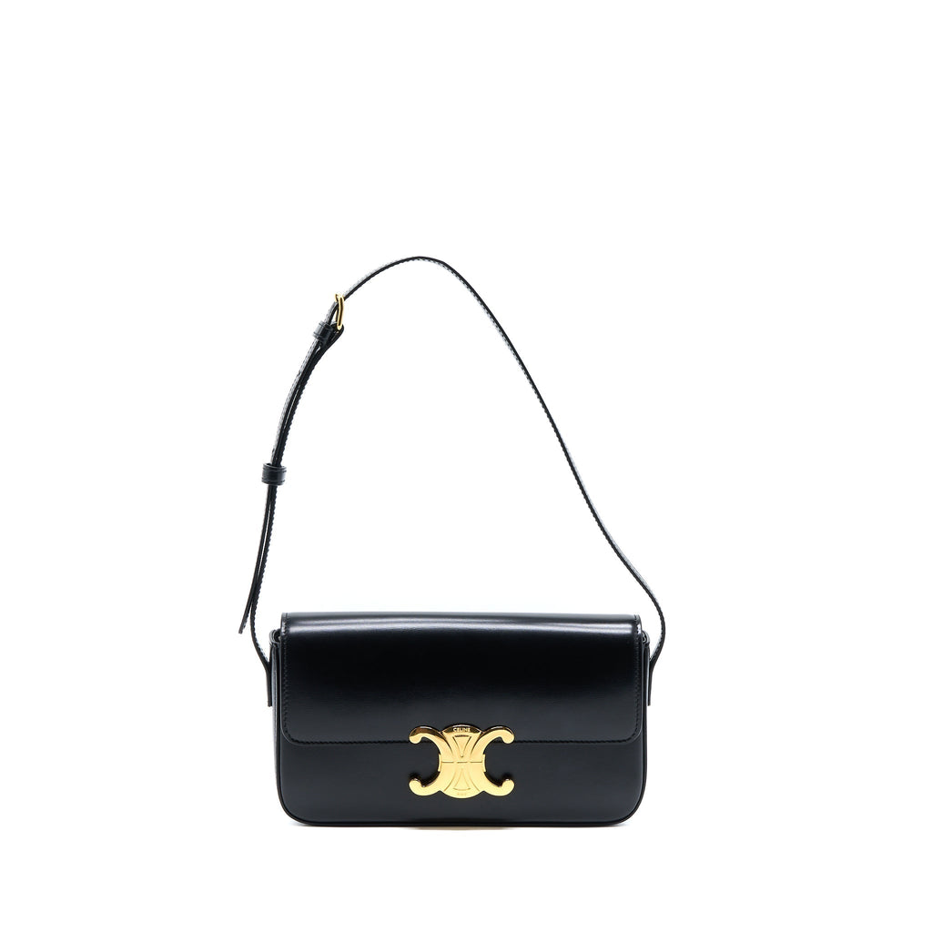 celine-triomphe-shoulder-bag-calfskin-black-ghw