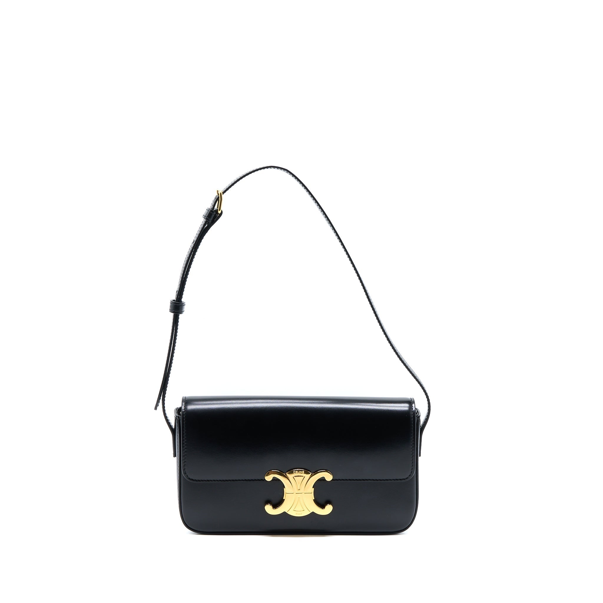 celine-triomphe-shoulder-bag-calfskin-black-ghw