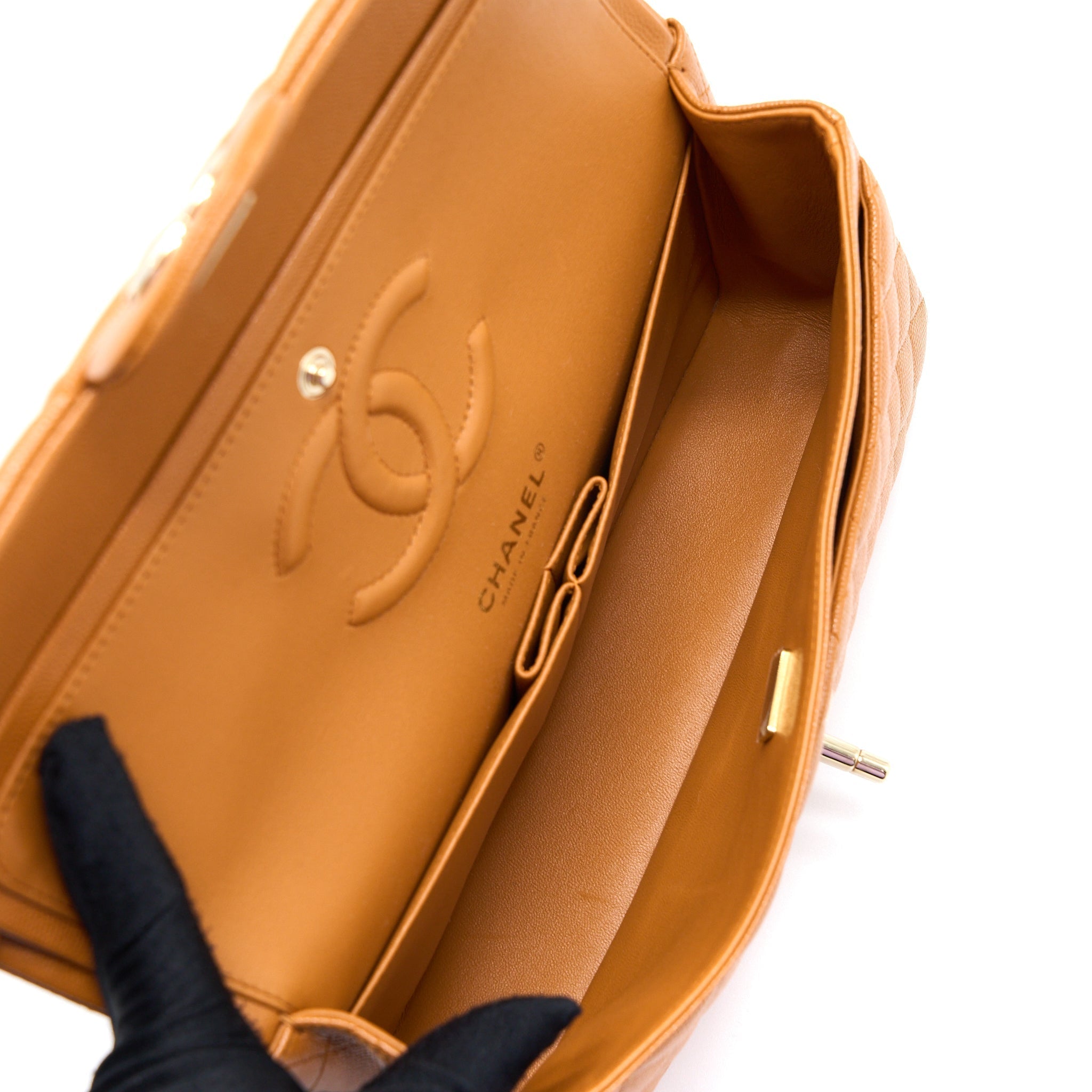 chanel-medium-classic-double-flap-bag-caviar-caramel-lghw-microchip