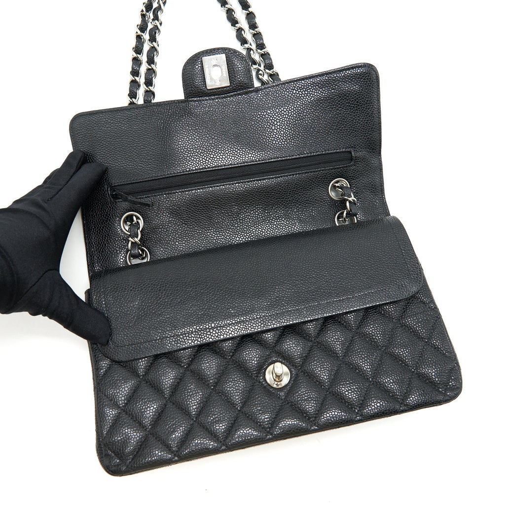 chanel-medium-classic-double-flap-cavier-shw