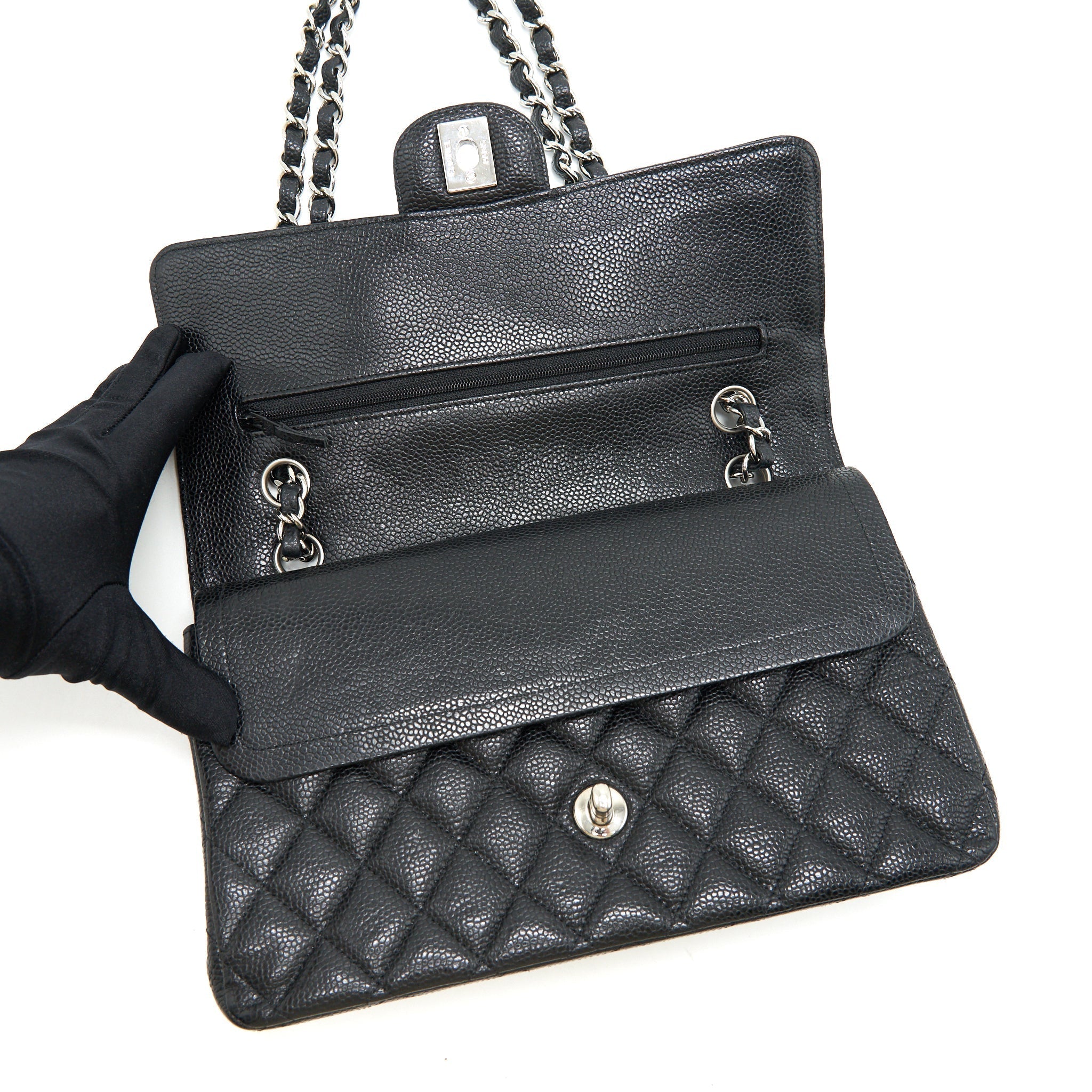 chanel-medium-classic-double-flap-cavier-shw