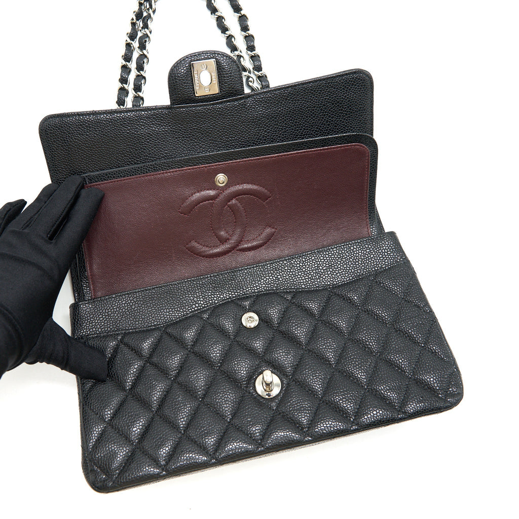 chanel-medium-classic-double-flap-cavier-shw