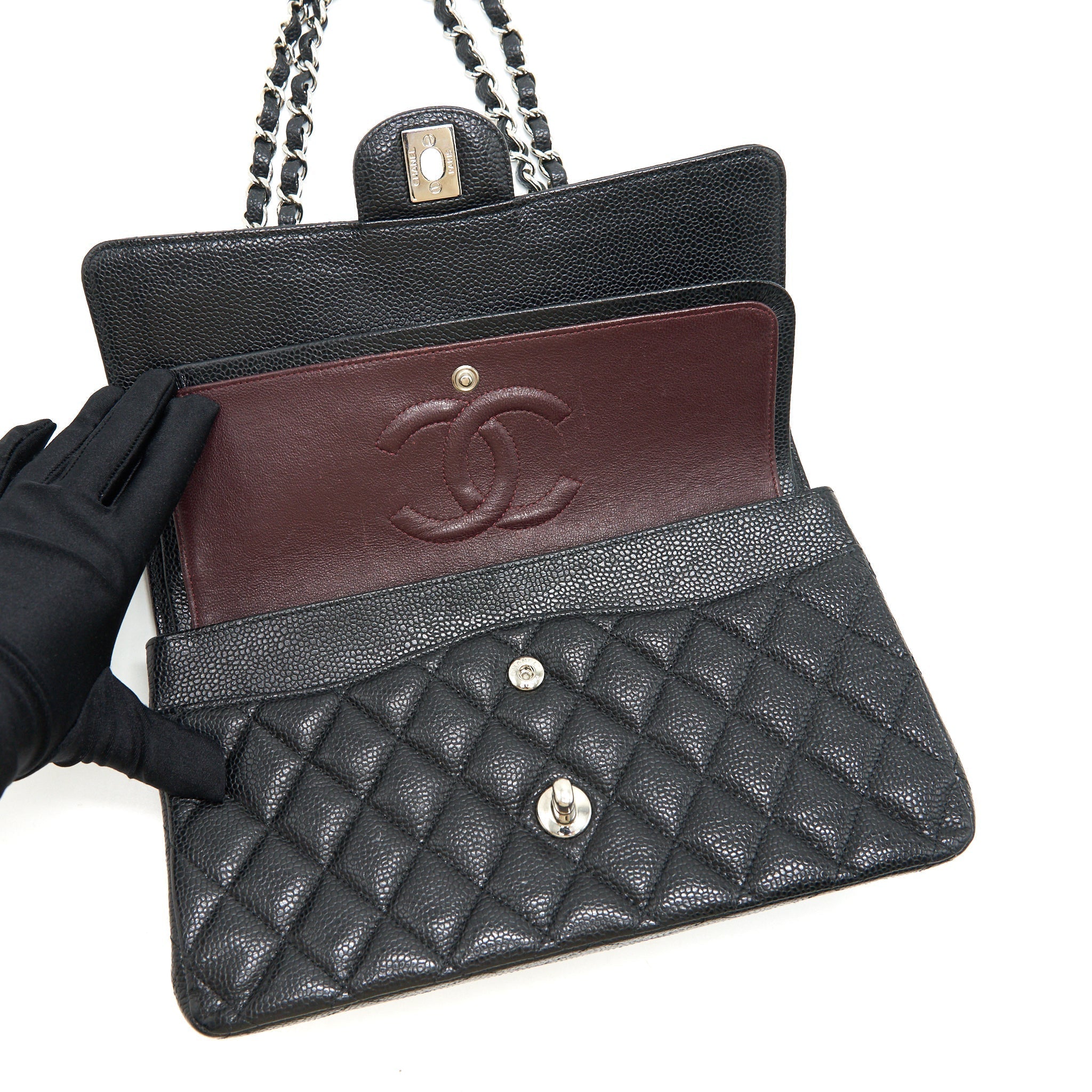 chanel-medium-classic-double-flap-cavier-shw