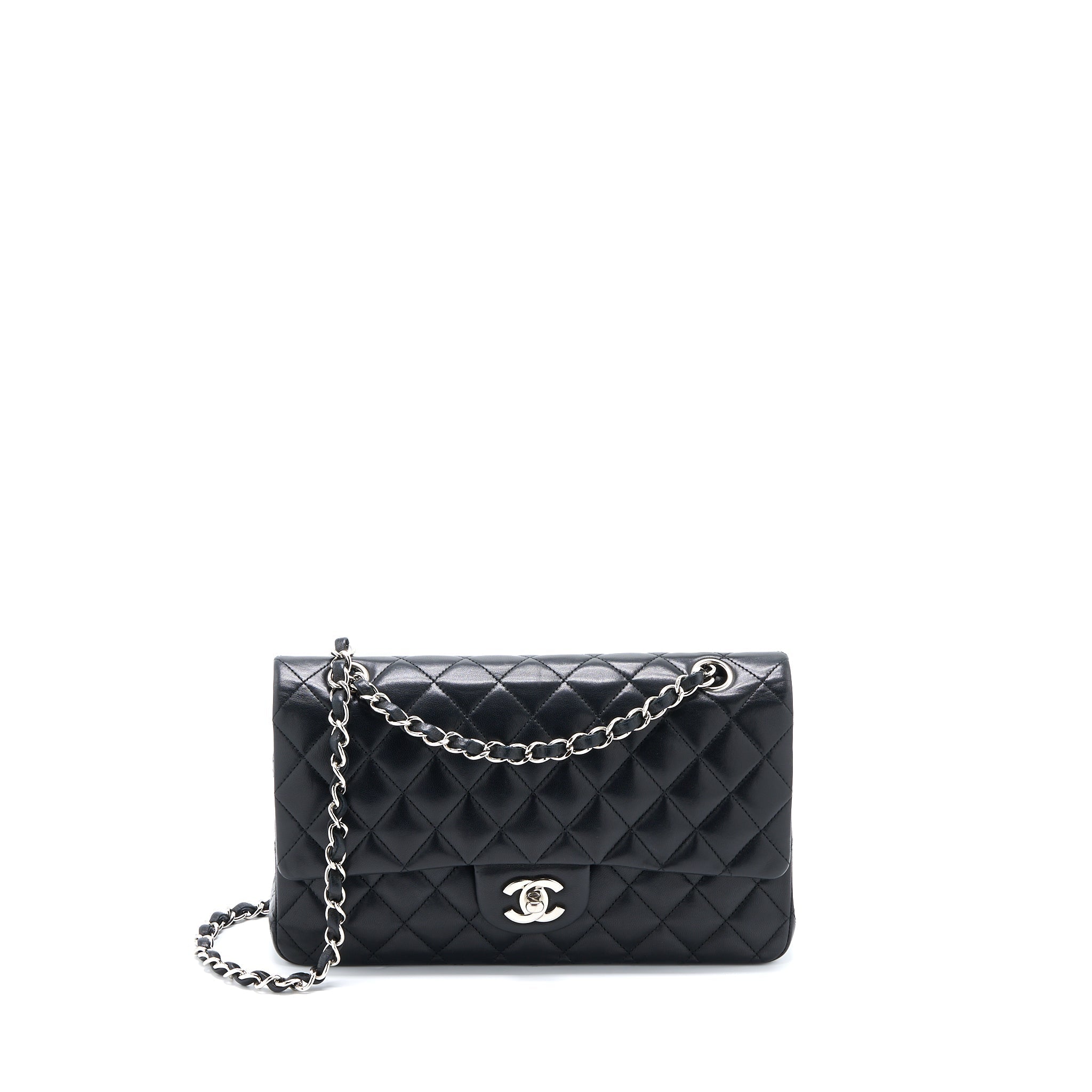 chanel-medium-classic-double-flap-bag-lambskin-black-shw