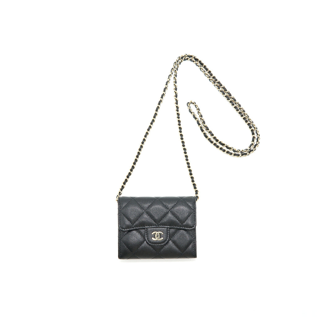 chanel-classic-card-holder-with-chain-black-lghw-serial-30
