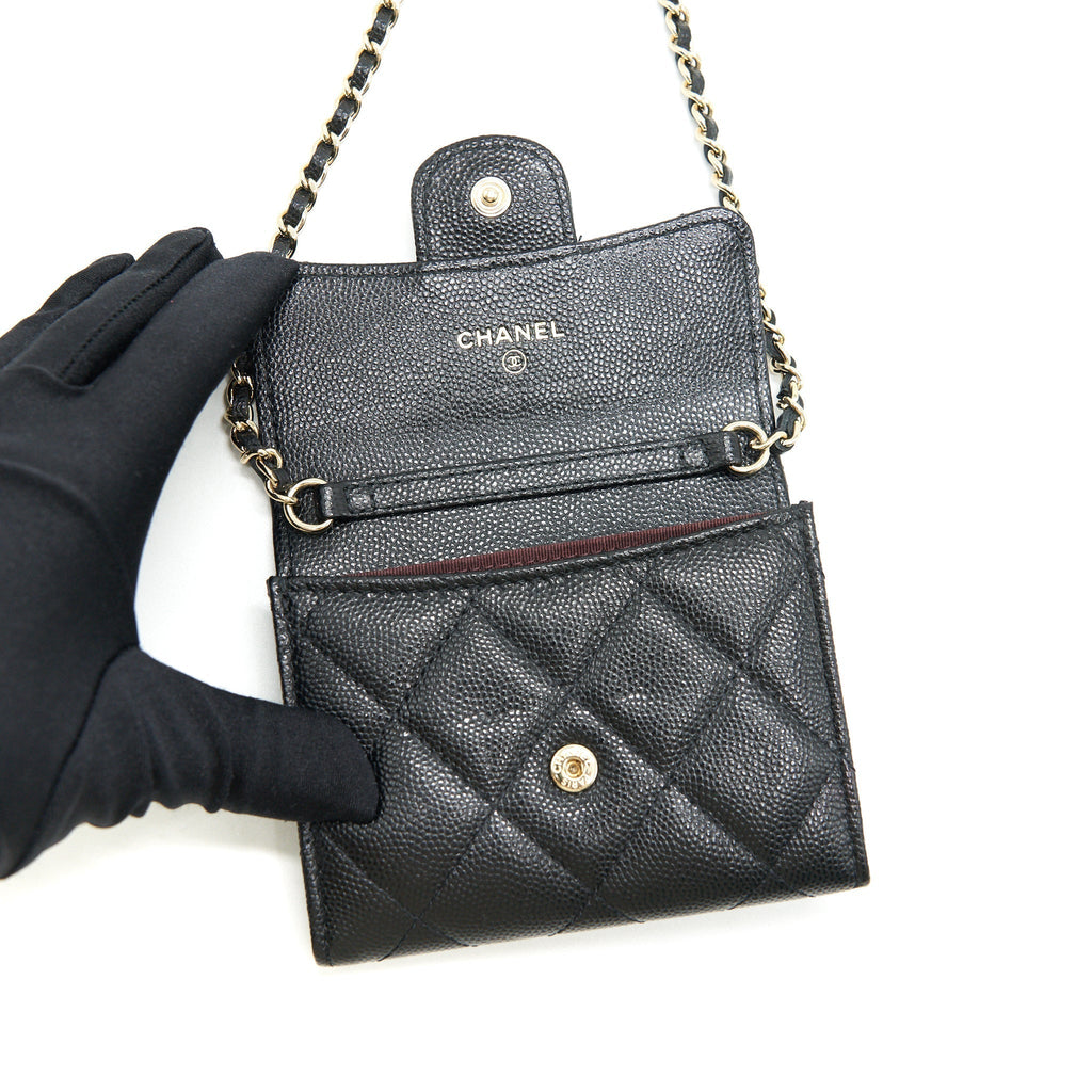chanel-classic-card-holder-with-chain-black-lghw-serial-30