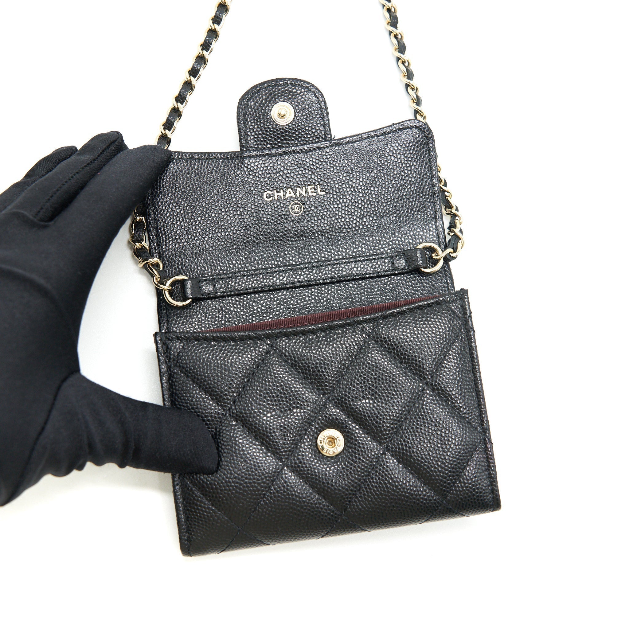 chanel-classic-card-holder-with-chain-black-lghw-serial-30