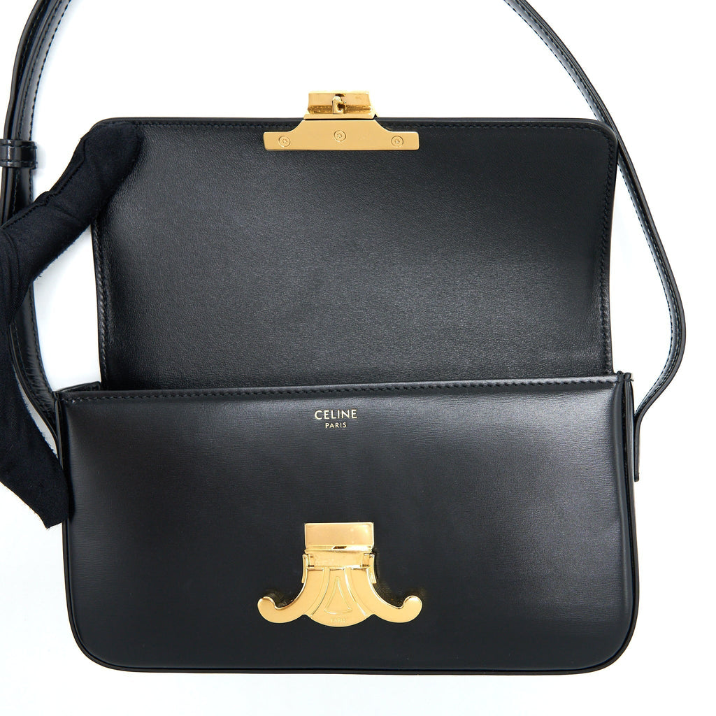 celine-triomphe-shoulder-bag-calfskin-black-ghw