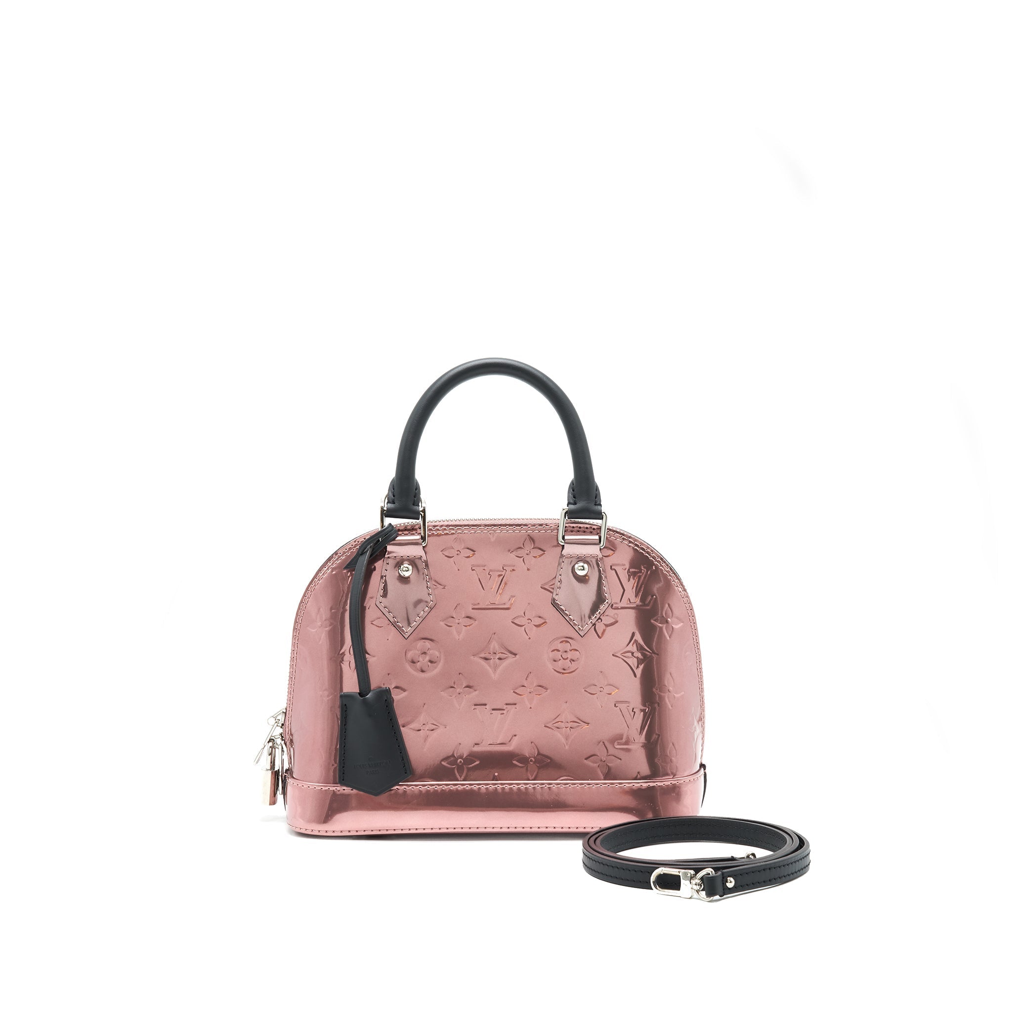 louis-vuitton-alma-bb-patent-leather-metallic-pink-with-black-handle-shw