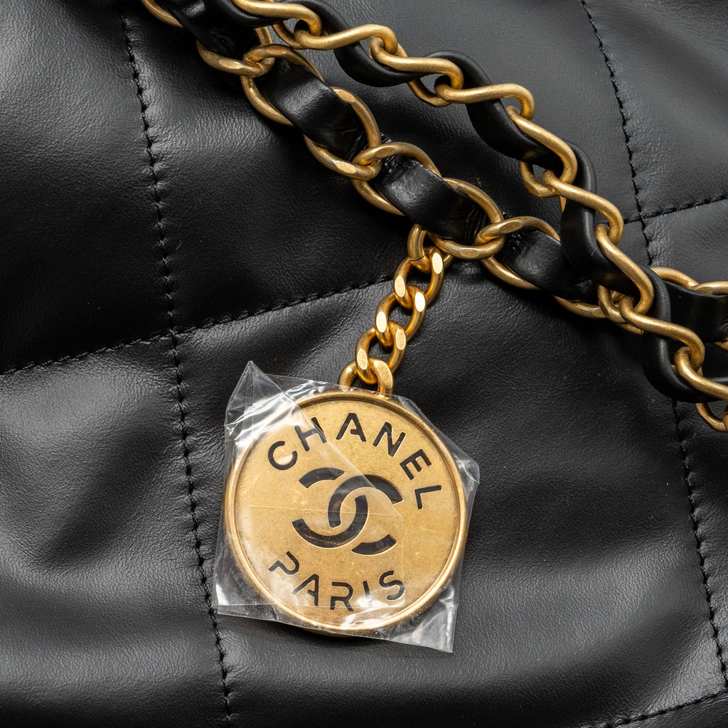 chanel-small-22-bag-calfskin-black-white-letter-ghw-microchip