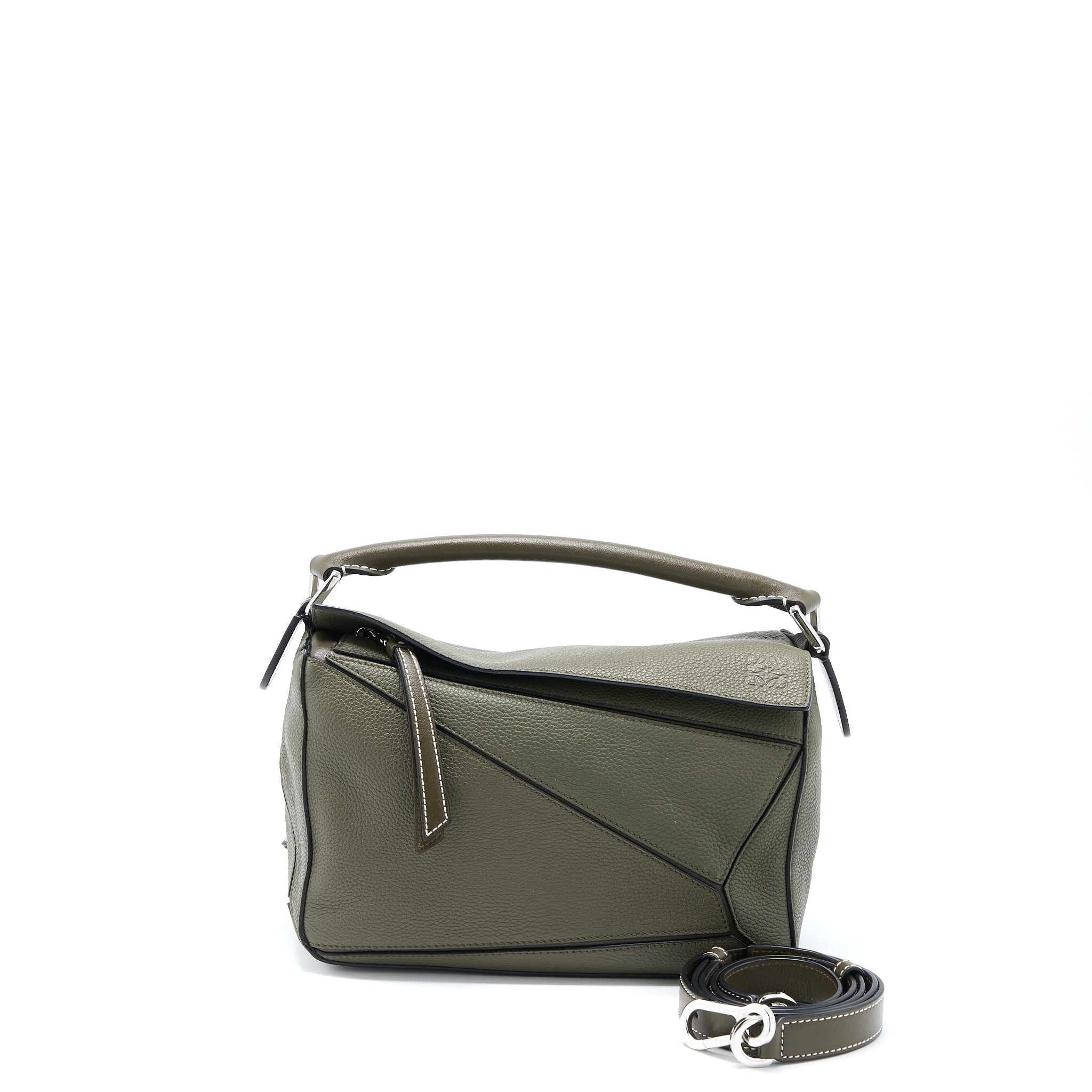 loewe-small-puzzle-bag-grained-calfskin-dark-khaki-green-shw