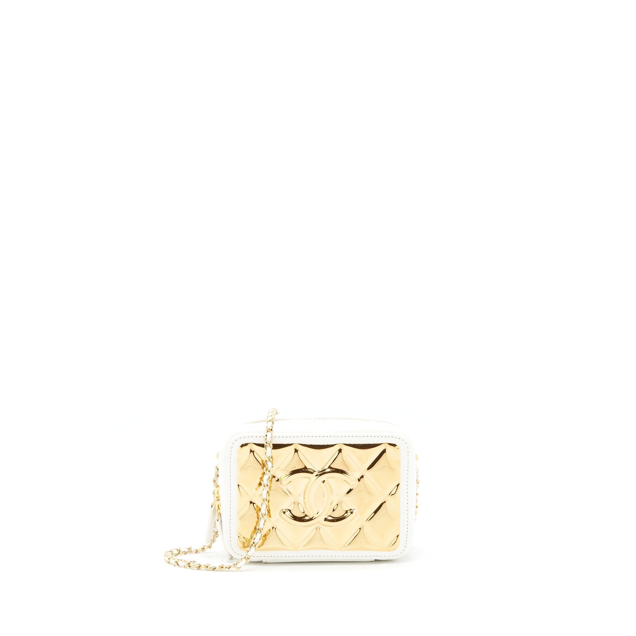 chanel-21k-small-metal-plate-vanity-with-chain-white-ghw