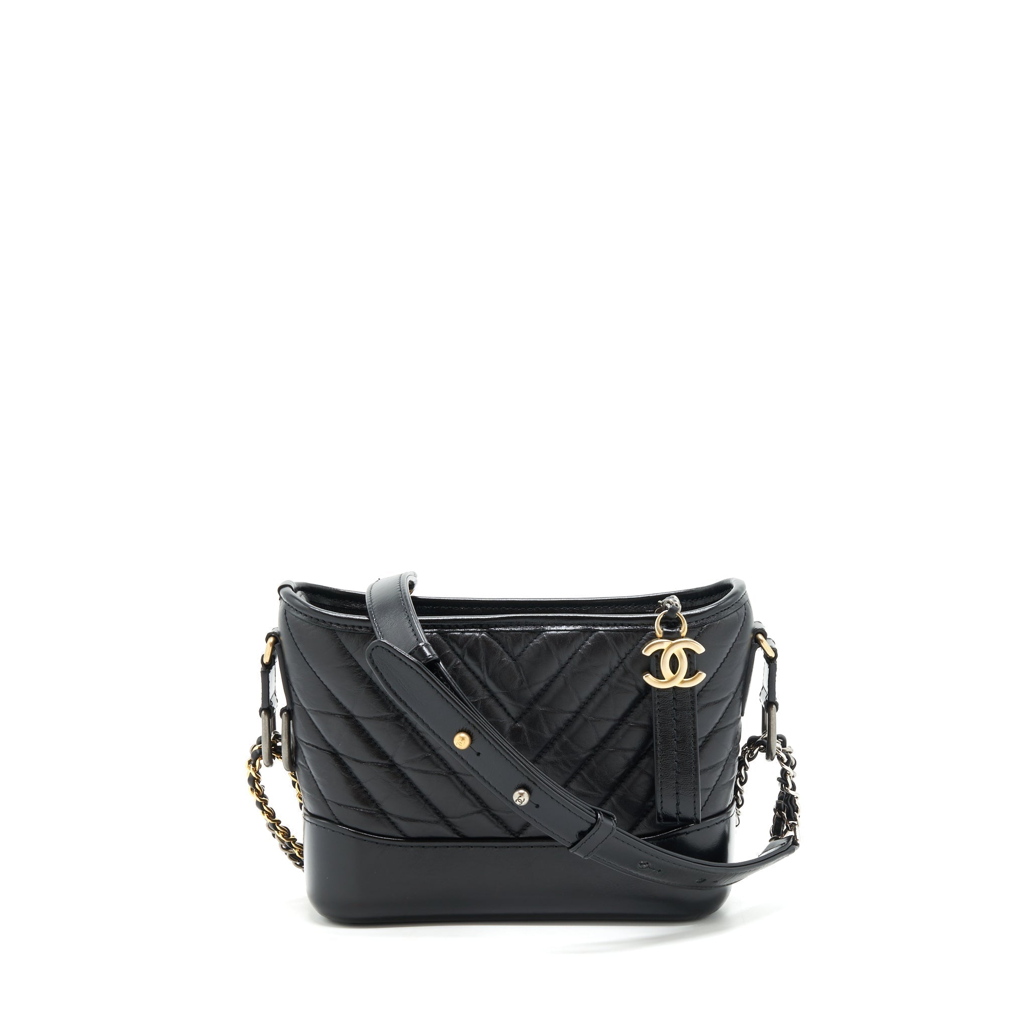chanel-chevron-gabrielle-hobo-bag-black-with-gold-and-silver-hardware
