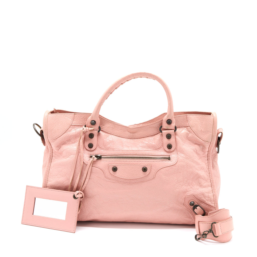 balenciaga-classic-city-bag-leather-pink-black-hardware