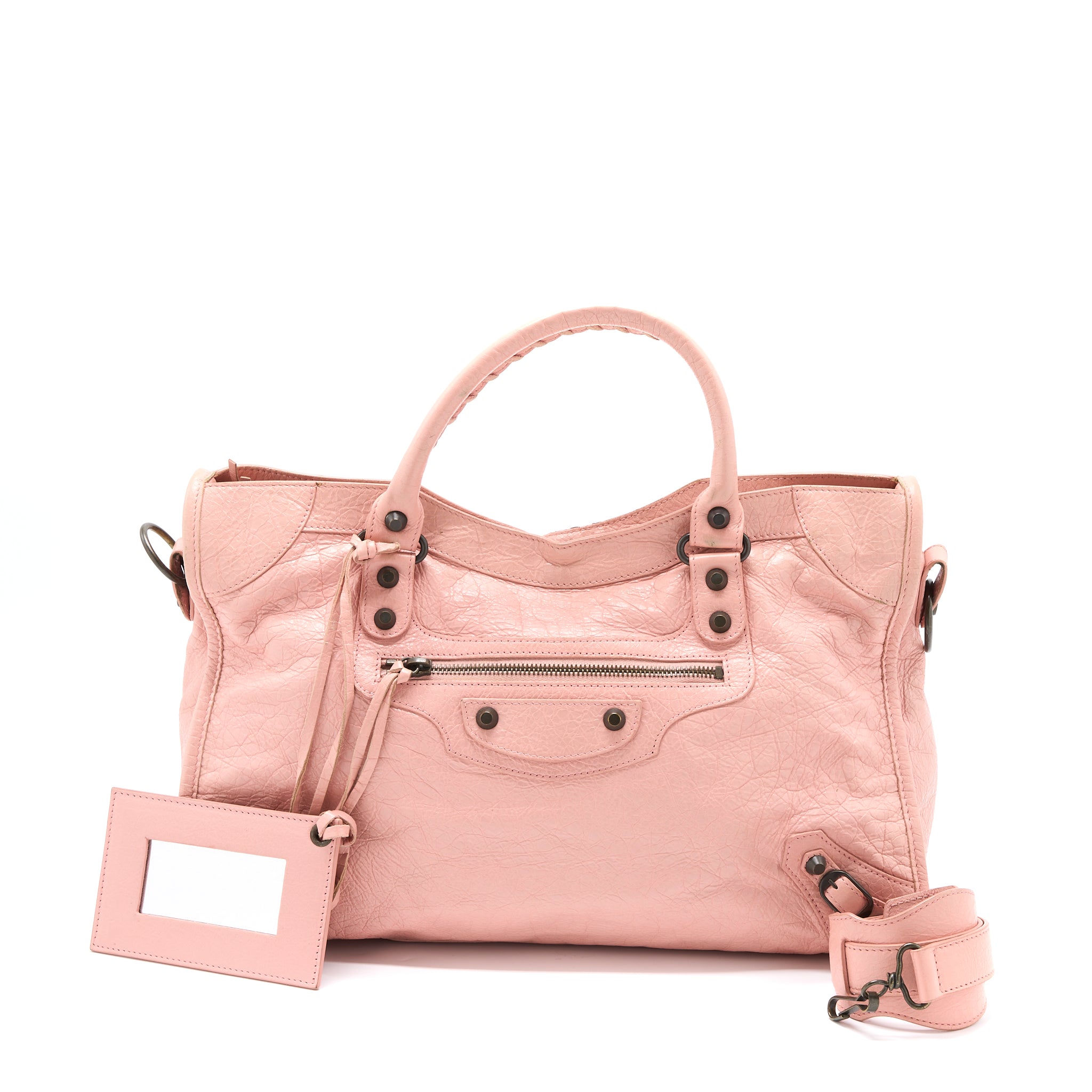 balenciaga-classic-city-bag-leather-pink-black-hardware