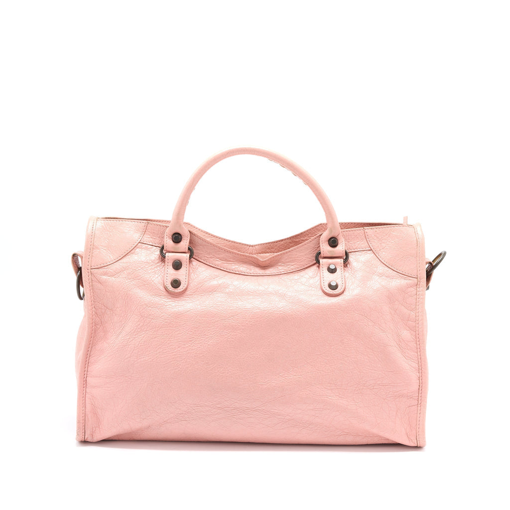 balenciaga-classic-city-bag-leather-pink-black-hardware