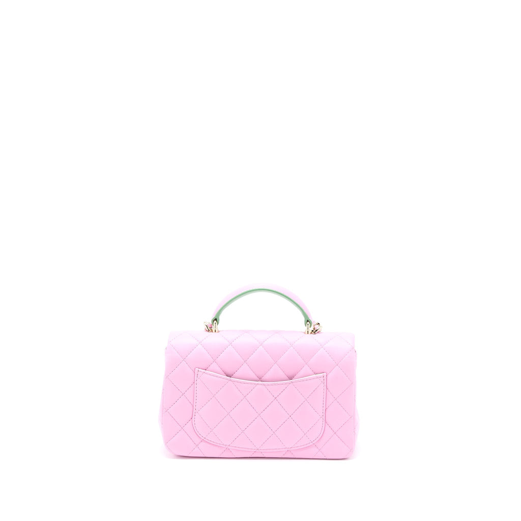 copy-of-chanel-top-handle-mini-rectangular-lambskin-pink-light-green-lghw-microchip