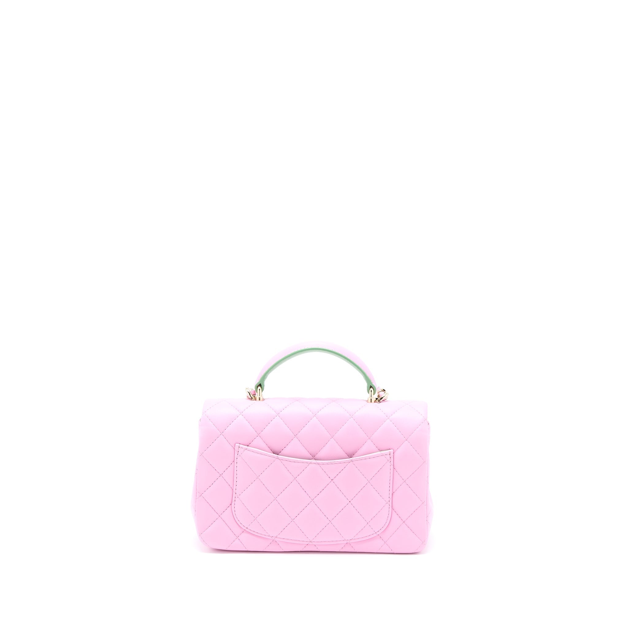 copy-of-chanel-top-handle-mini-rectangular-lambskin-pink-light-green-lghw-microchip