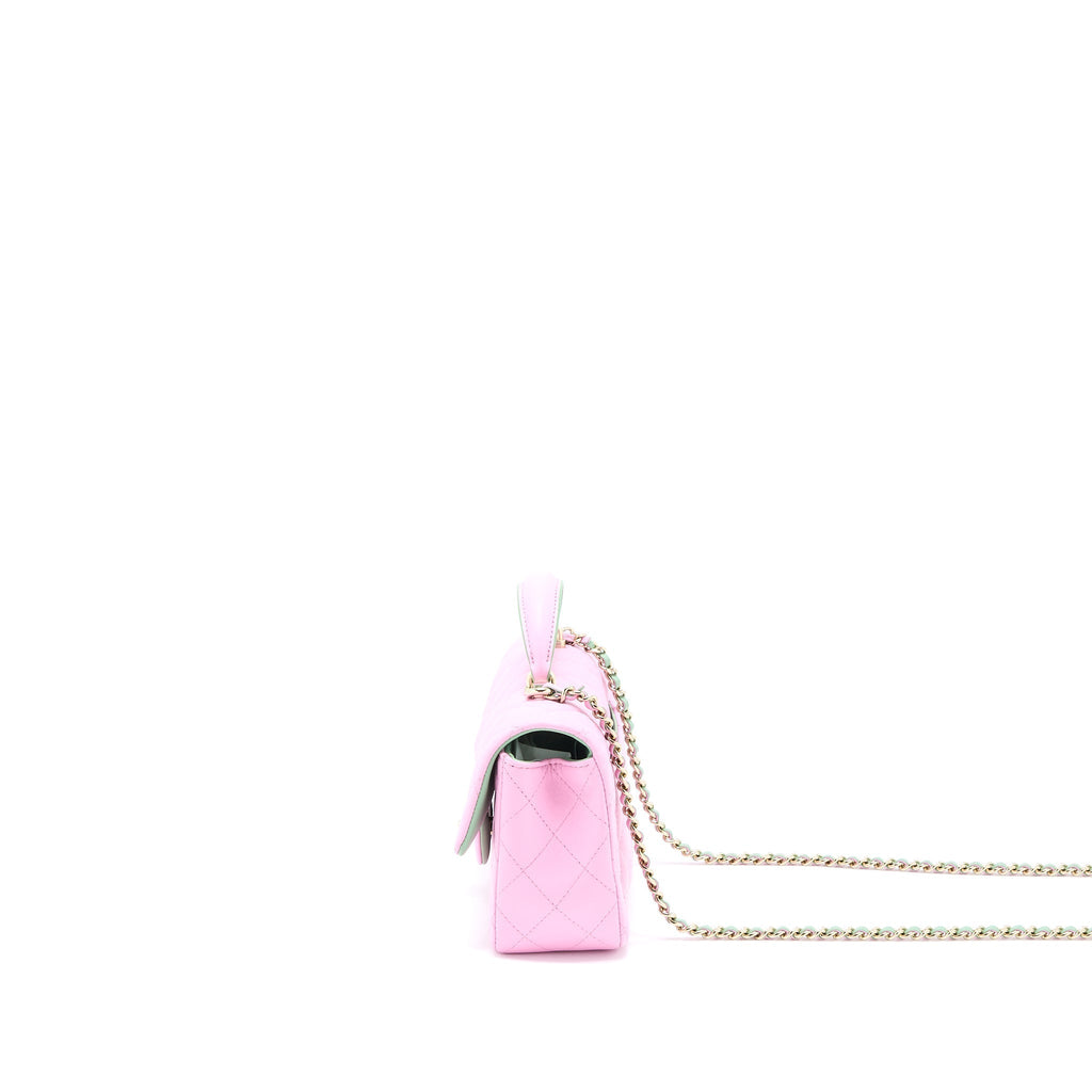 copy-of-chanel-top-handle-mini-rectangular-lambskin-pink-light-green-lghw-microchip
