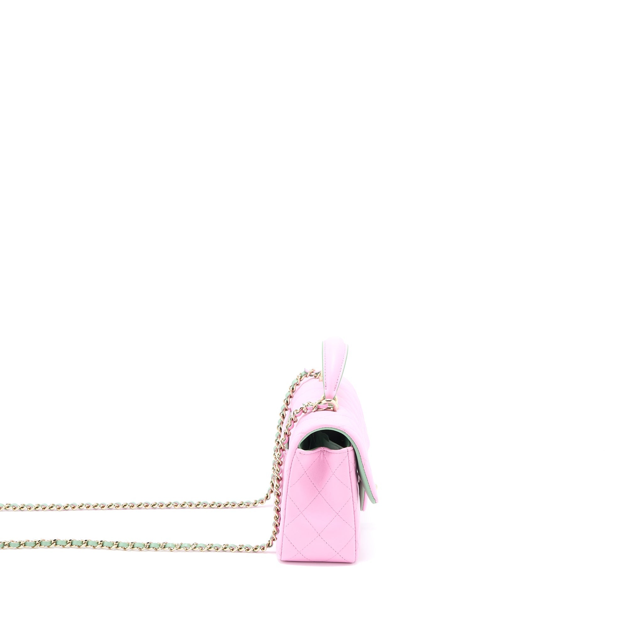 copy-of-chanel-top-handle-mini-rectangular-lambskin-pink-light-green-lghw-microchip
