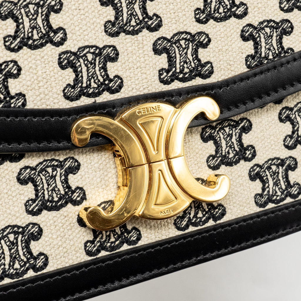 celine-teen-triomphe-bag-triomphe-canvas-calfskin-black-white-ghw