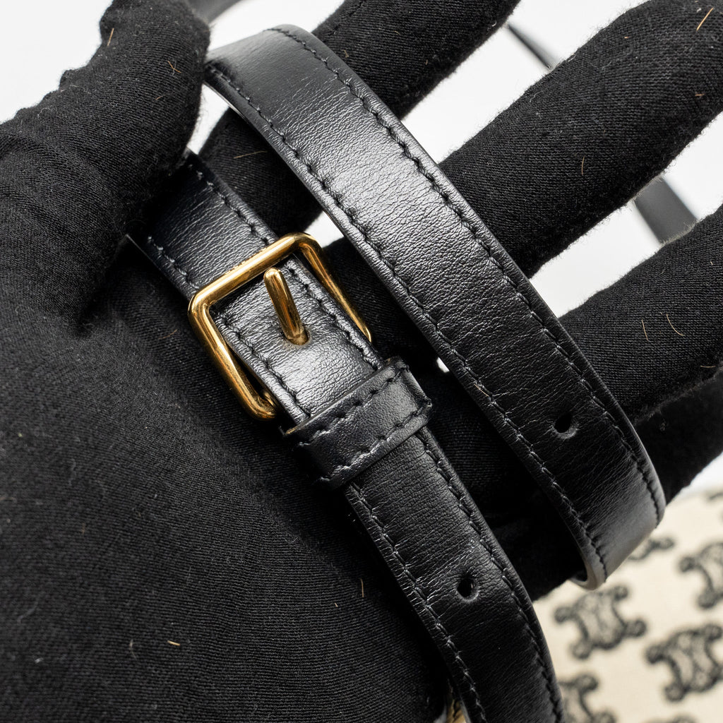 celine-teen-triomphe-bag-triomphe-canvas-calfskin-black-white-ghw