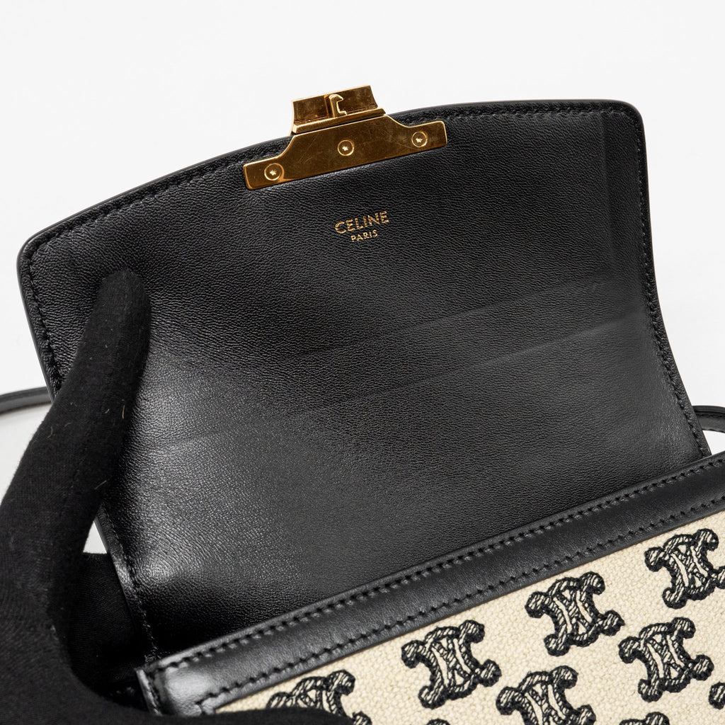 celine-teen-triomphe-bag-triomphe-canvas-calfskin-black-white-ghw