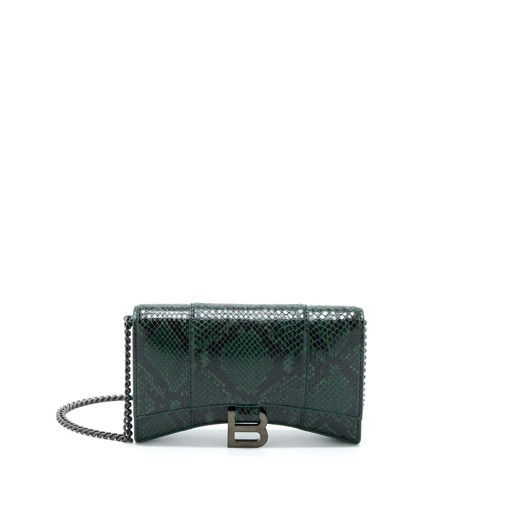 balenciaga-hourglass-wallet-with-chain-python-embossed-calfskin-black-dark-green