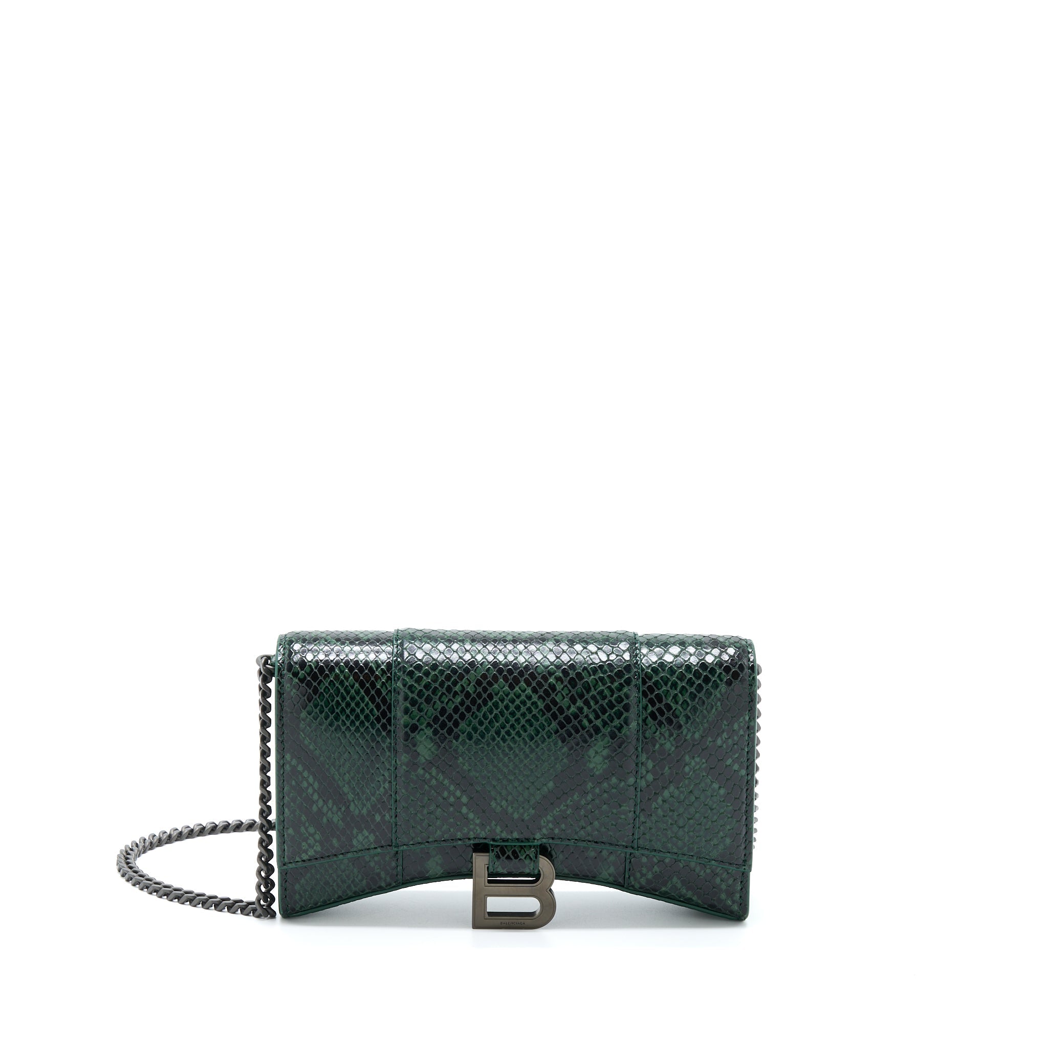 balenciaga-hourglass-wallet-with-chain-python-embossed-calfskin-black-dark-green